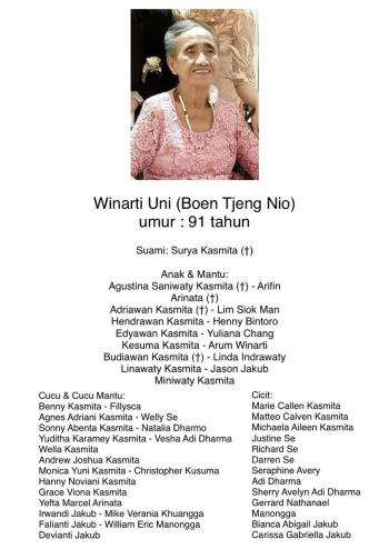 Berita Duka Cita: Ibu Winarti Uni, Tutup Usia